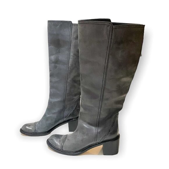 Chloe boots Grey Leather Knee High Mid heel boot, Size 39.5 EU - Picture 3 of 14